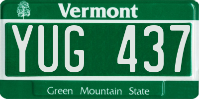 VT license plate YUG437