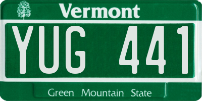 VT license plate YUG441
