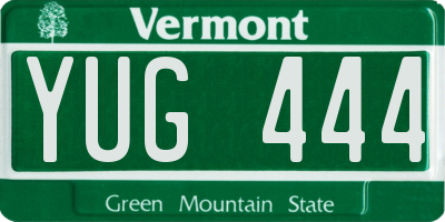 VT license plate YUG444
