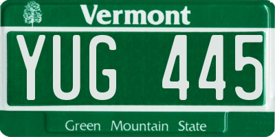 VT license plate YUG445