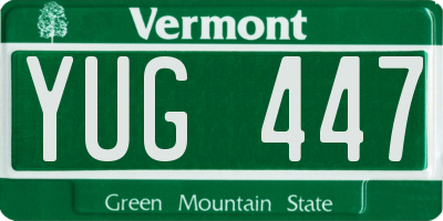 VT license plate YUG447