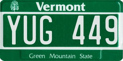 VT license plate YUG449
