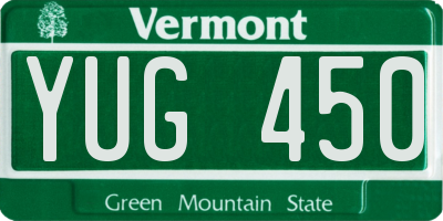 VT license plate YUG450