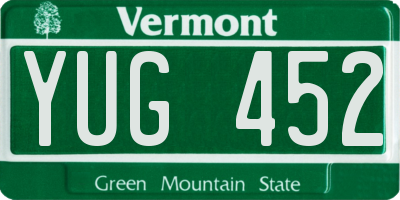 VT license plate YUG452