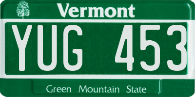VT license plate YUG453