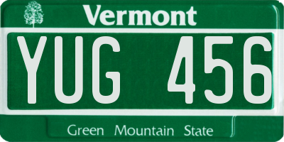 VT license plate YUG456