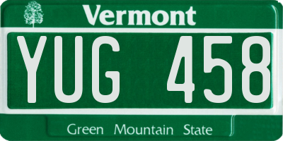 VT license plate YUG458