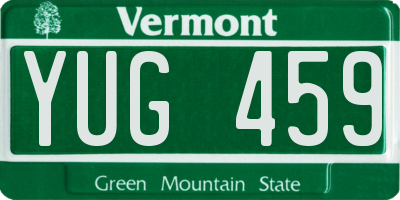 VT license plate YUG459