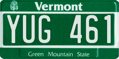 VT license plate YUG461