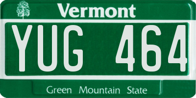 VT license plate YUG464