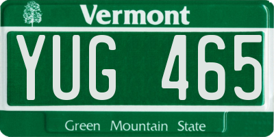 VT license plate YUG465