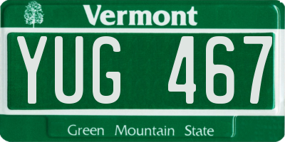 VT license plate YUG467