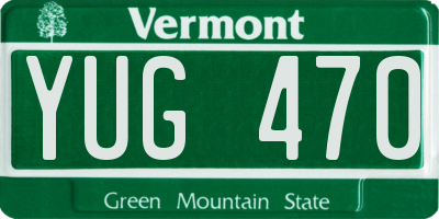 VT license plate YUG470