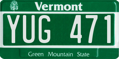 VT license plate YUG471