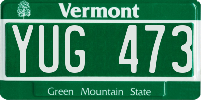 VT license plate YUG473