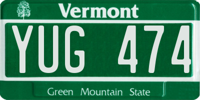 VT license plate YUG474