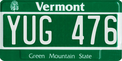 VT license plate YUG476