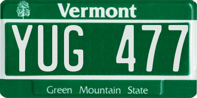 VT license plate YUG477