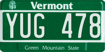 VT license plate YUG478