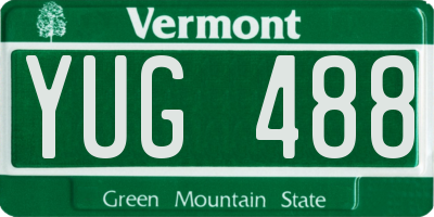 VT license plate YUG488