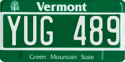 VT license plate YUG489