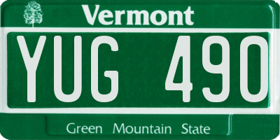 VT license plate YUG490