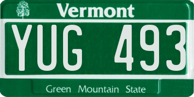 VT license plate YUG493