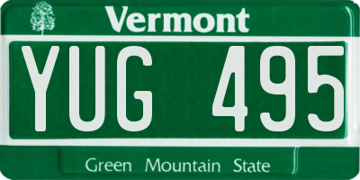 VT license plate YUG495