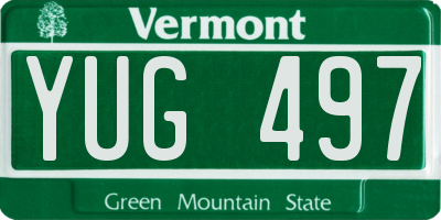 VT license plate YUG497