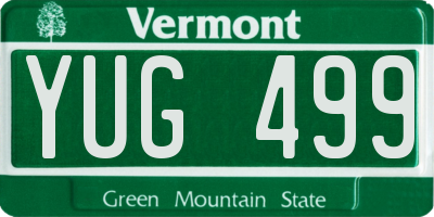 VT license plate YUG499