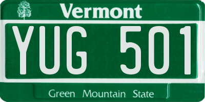 VT license plate YUG501