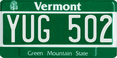VT license plate YUG502