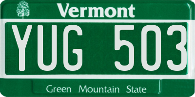 VT license plate YUG503
