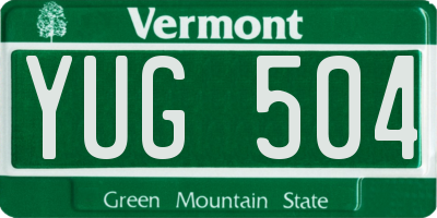 VT license plate YUG504