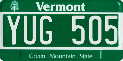 VT license plate YUG505
