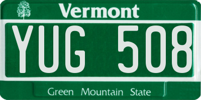 VT license plate YUG508