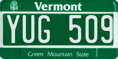 VT license plate YUG509