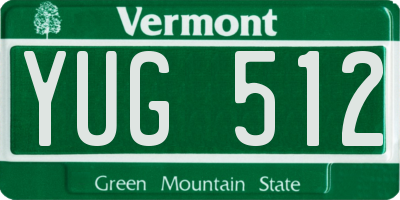 VT license plate YUG512