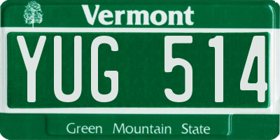 VT license plate YUG514