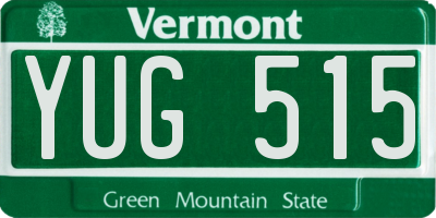 VT license plate YUG515