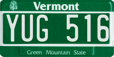 VT license plate YUG516