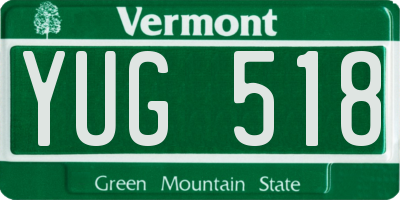 VT license plate YUG518