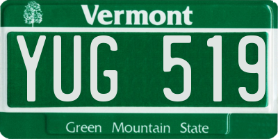 VT license plate YUG519