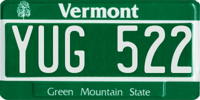 VT license plate YUG522
