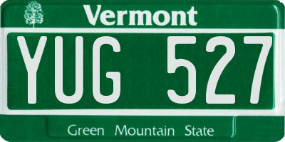 VT license plate YUG527