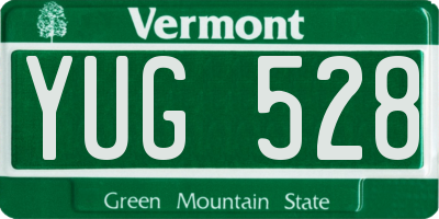 VT license plate YUG528