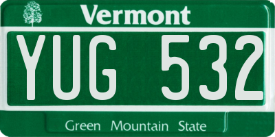 VT license plate YUG532