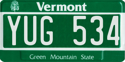 VT license plate YUG534