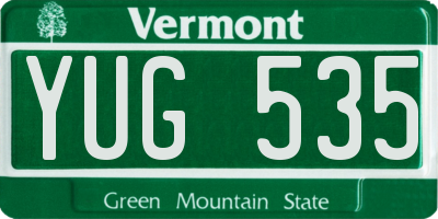 VT license plate YUG535