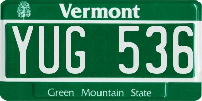 VT license plate YUG536